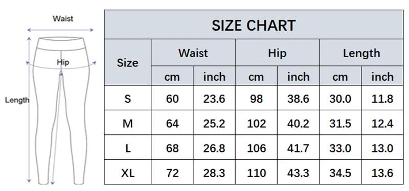 Size Chart for Friday Sweets Shorts