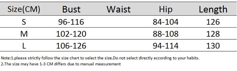 Size Chart for FridaySweets Maxi Dress