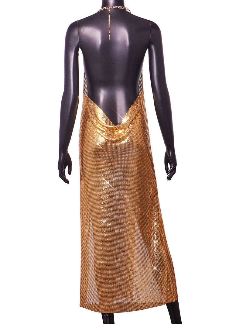 See-through Metal Sequin Party Dress