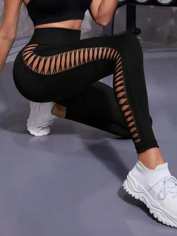 Woman in Black Gym Tights