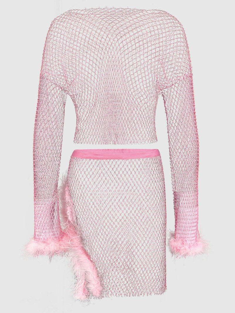 Pink Sparkle Fishnet Party Dress