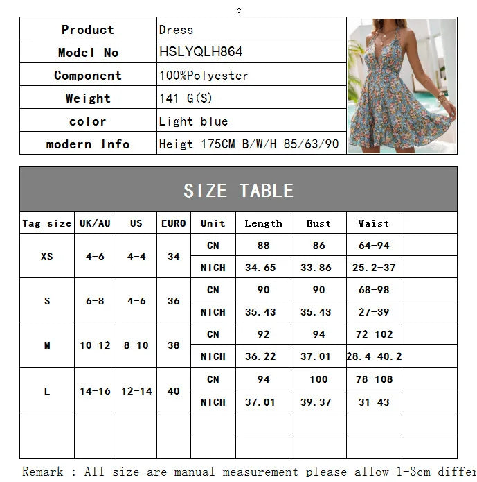 Sizing Chart for FridaySweets Print Dress