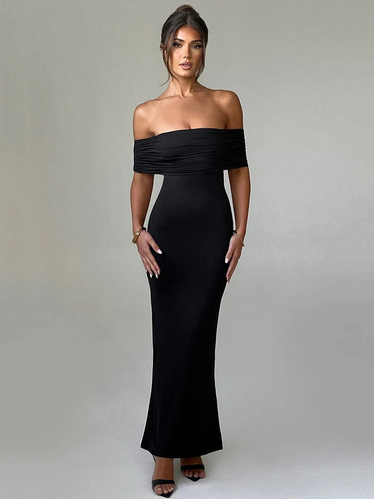 Sexy Woman in FridaySweets Backless Maxi Party Dress